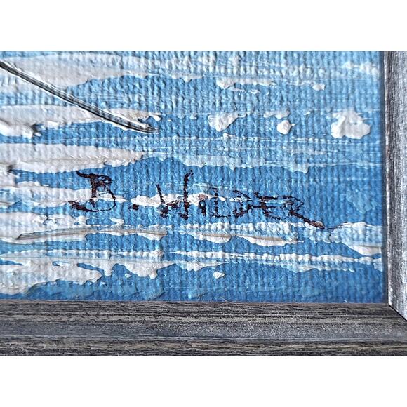 Original Oil Painting B. Wilder Framed Signed Seascape Boats - Picture 2 of 5